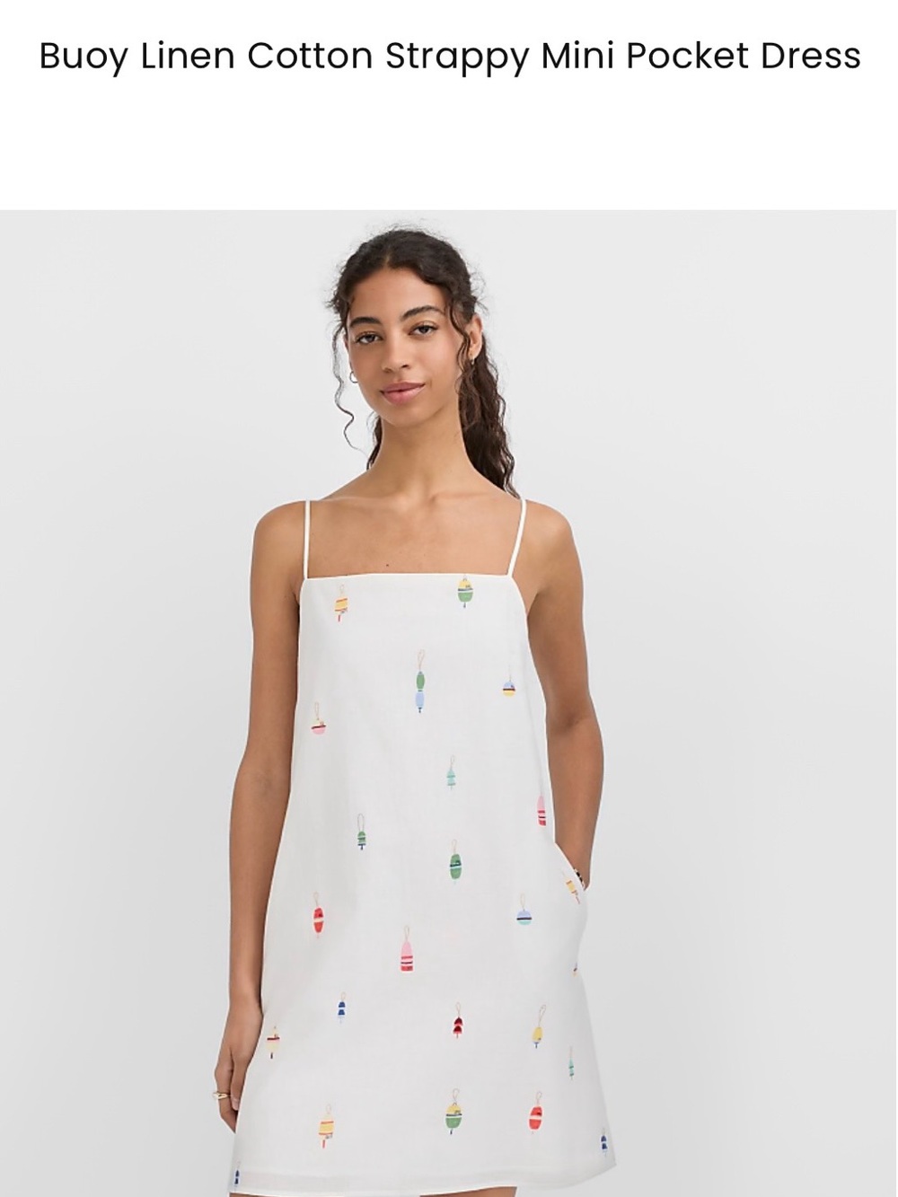 LOFT Nautical Linen Cotton Strappy Mini Pocket Dress